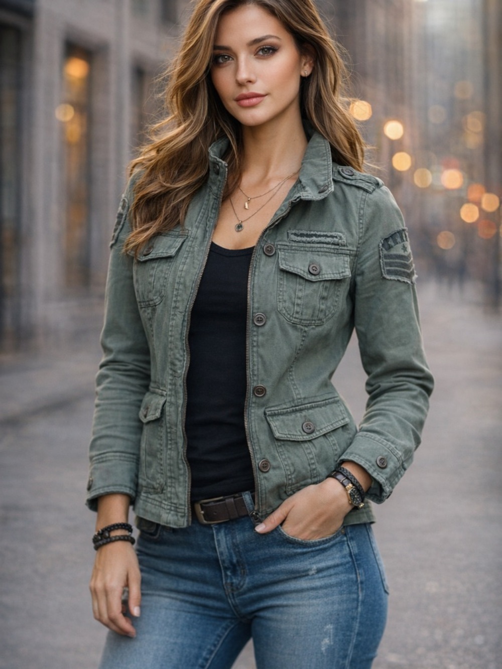 Sinful Olive Utility Jacket Y2K vintage